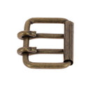 Boucle de ceinture en fil rond à double ardillon rond et à rouleau OGY - Laiton vieilli - Pour lanière de 4 cm