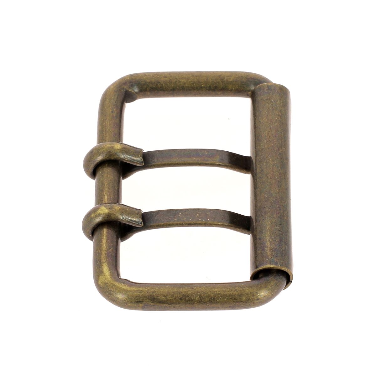 Boucle de ceinture en fil rond à double ardillon et à rouleau EVY - Laiton vieilli - 4,5 cm