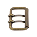 Boucle de ceinture en fil rond à double ardillon et à rouleau EVY - Laiton vieilli - 4,5 cm