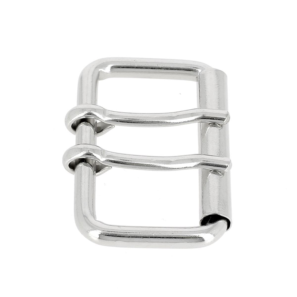 Boucle de ceinture en fil rond à double ardillon et à rouleau EVY - Nickelé - 46mm