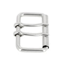 Boucle de ceinture en fil rond à double ardillon et à rouleau EVY - Nickelé - 46mm