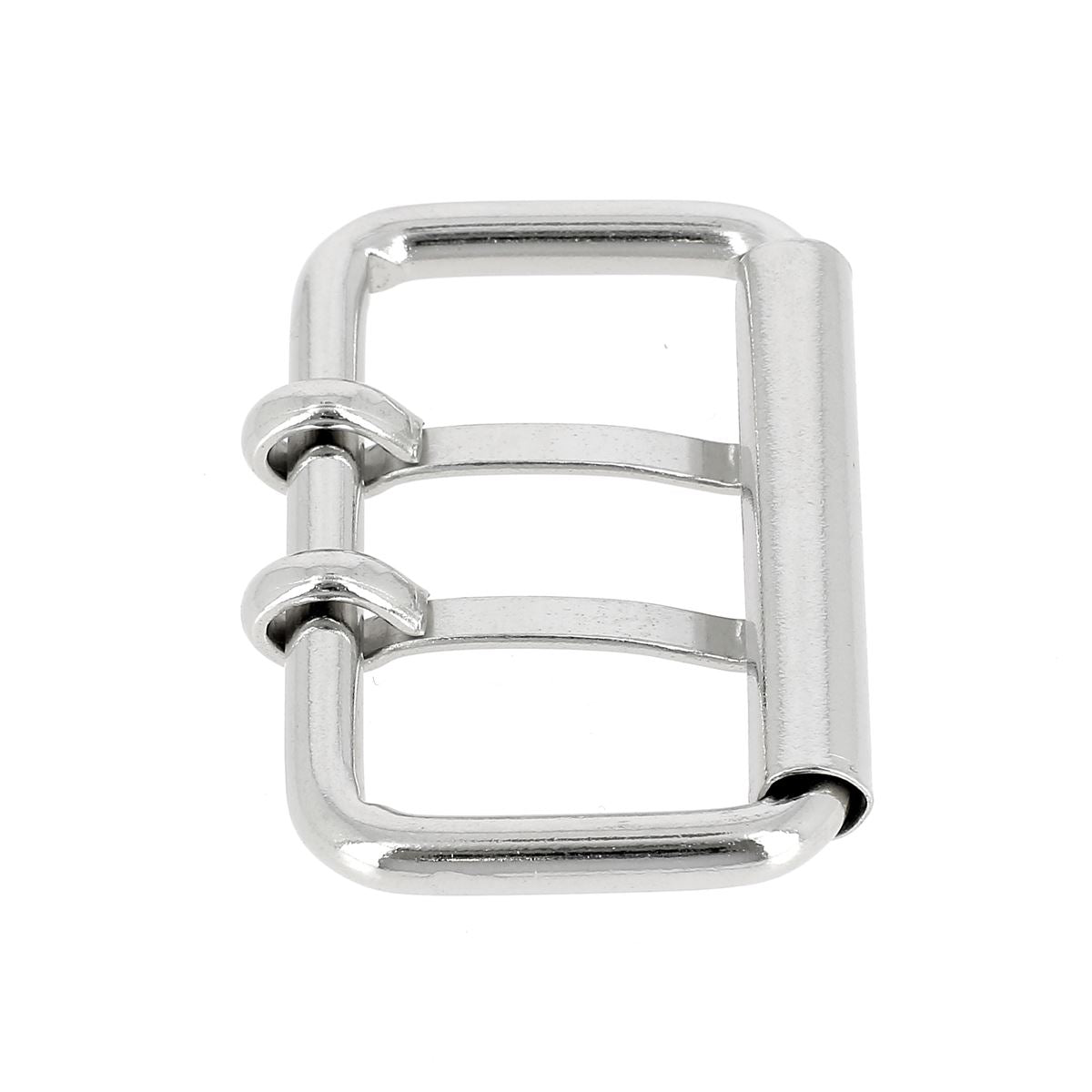 Boucle de ceinture en fil rond à double ardillon et à rouleau EVY - Nickelé - 4,5 cm