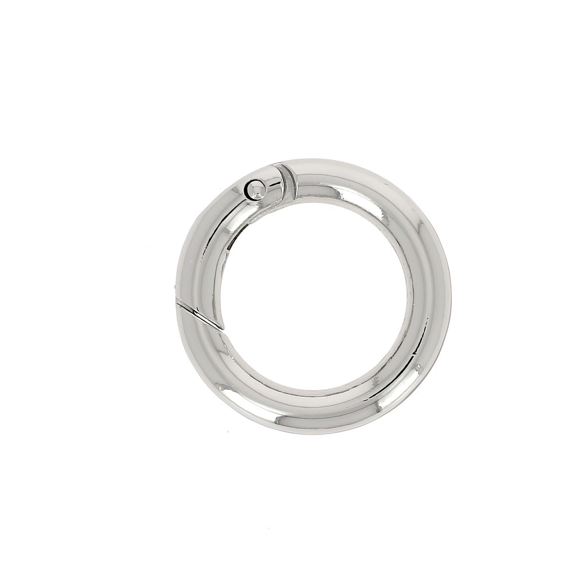 Fermoir mousqueton rond pour maroquinerie - 25 mm - Nickelé
