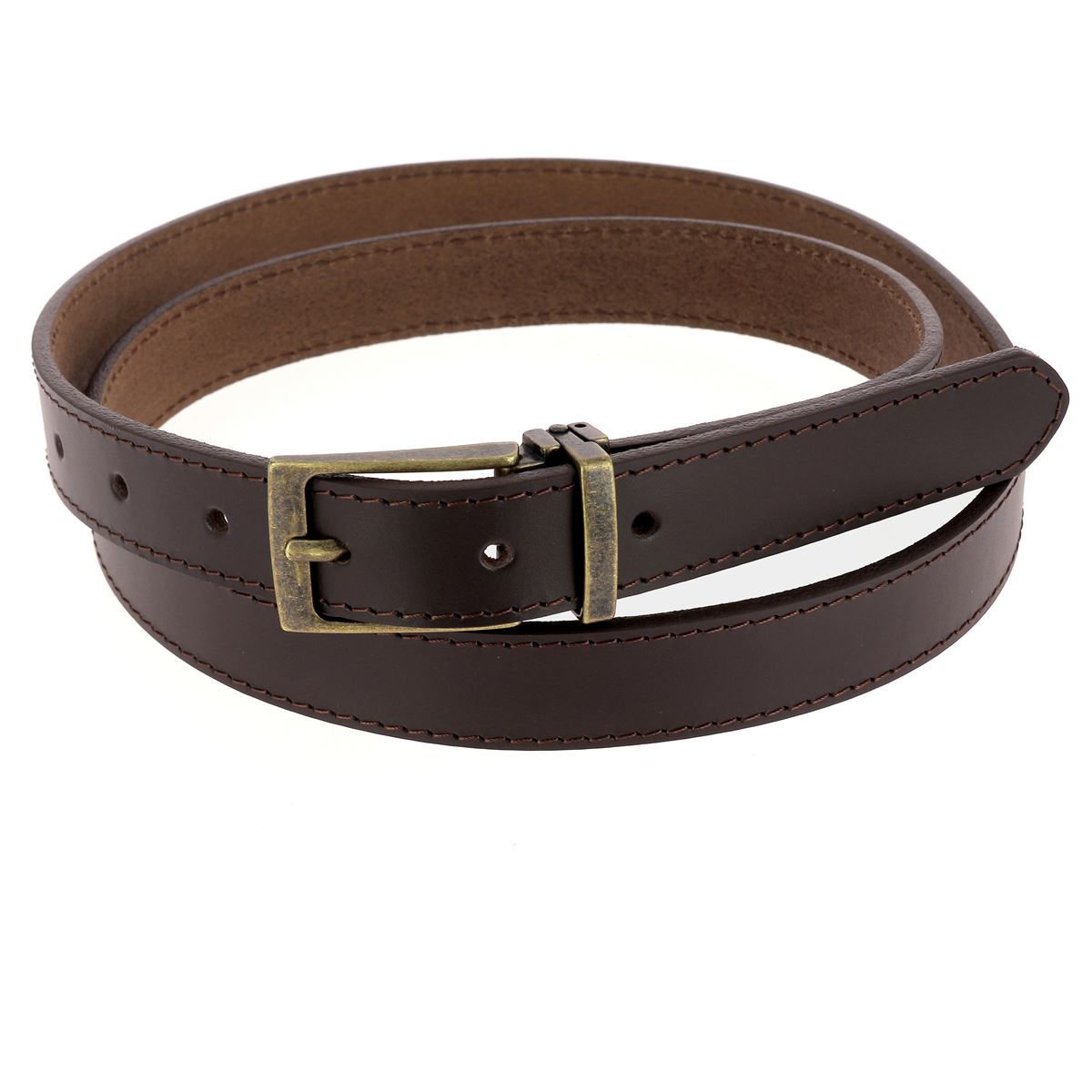 Ceinture en cuir marron avec boucle à griffe laiton vieilli