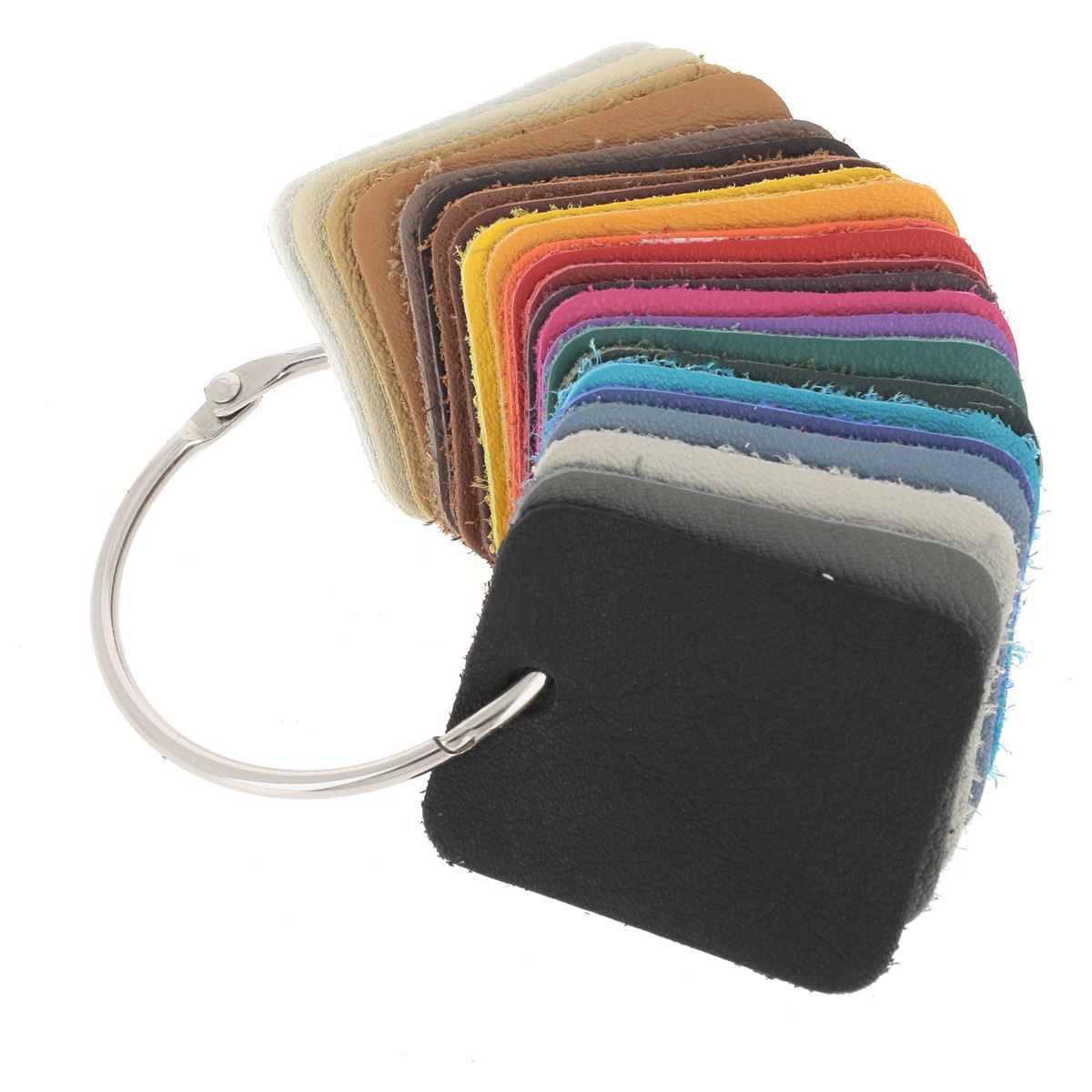 Nuancier de cuir avec anneau de reliure en métal