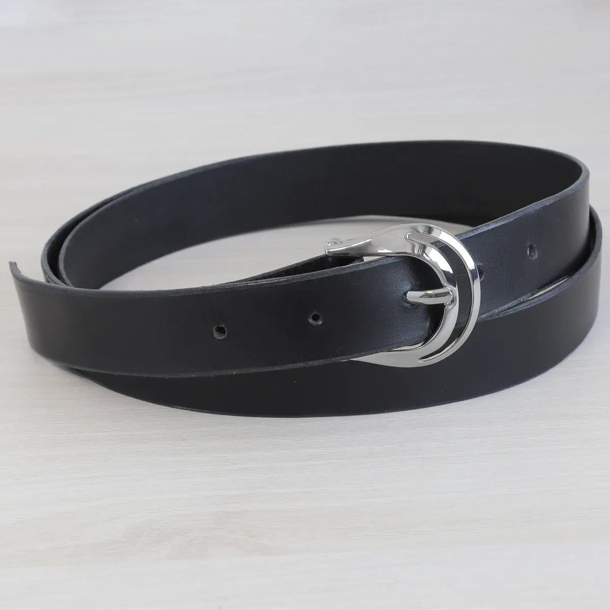 Ceinture en cuir femme avec boucle POM nickelé, 25 mm
