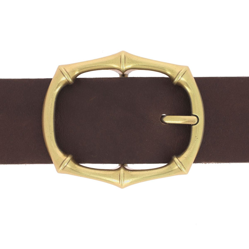 Ceinture en cuir avec boucle décorative bambou