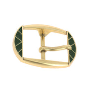Boucle de ceinture double en laiton satiné vert de 30mm, produit de la marque Autres, avec finition élégante et design robuste.