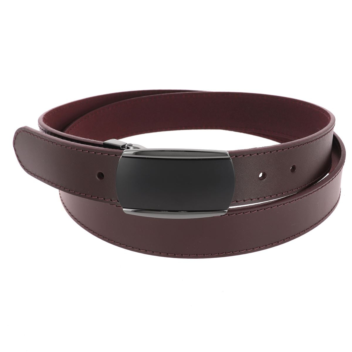 Ceinture en cuir 3,5 cm de large avec boucle à griffe canon de fusil et noir mat