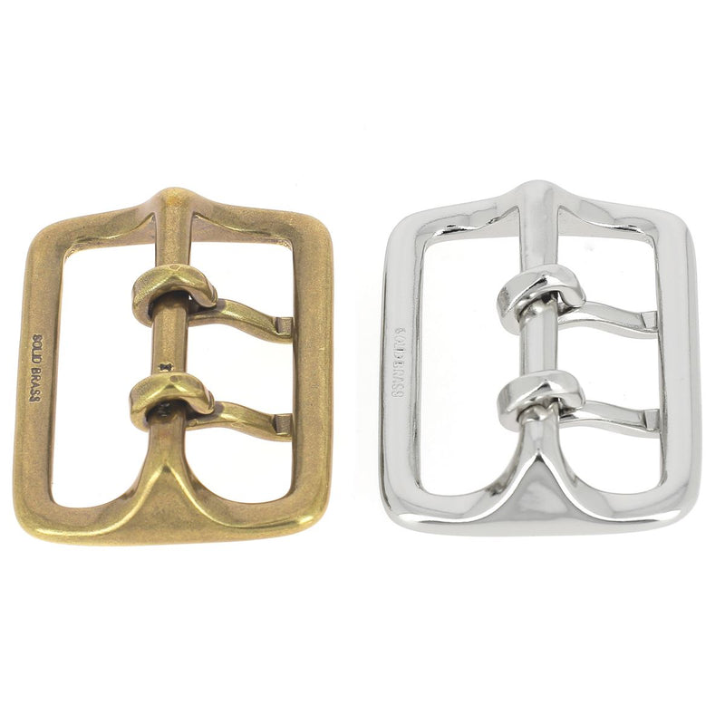 Boucle de ceinture double à double ardillon en laiton DAI - 4 cm
