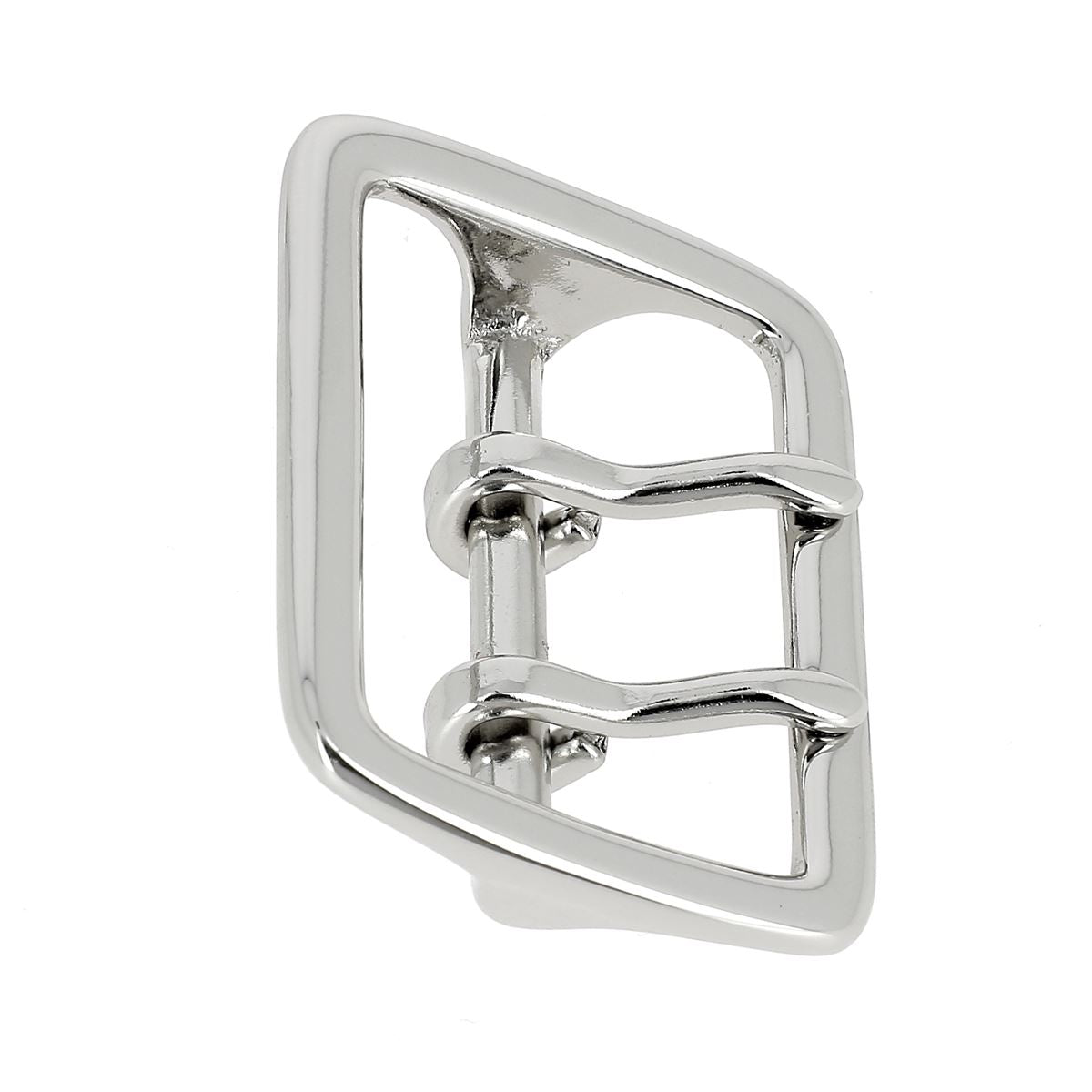 Boucle de ceinture double à double ardillon en laiton DAI - 40mm - Nickelé