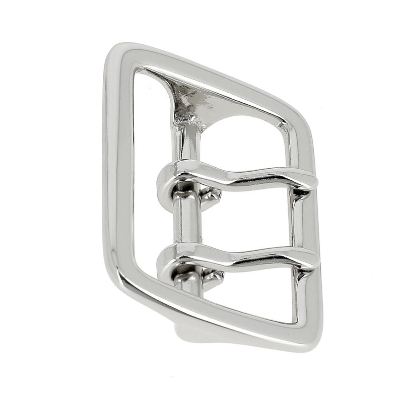 Boucle de ceinture double à double ardillon en laiton DAI - 40mm - Nickelé