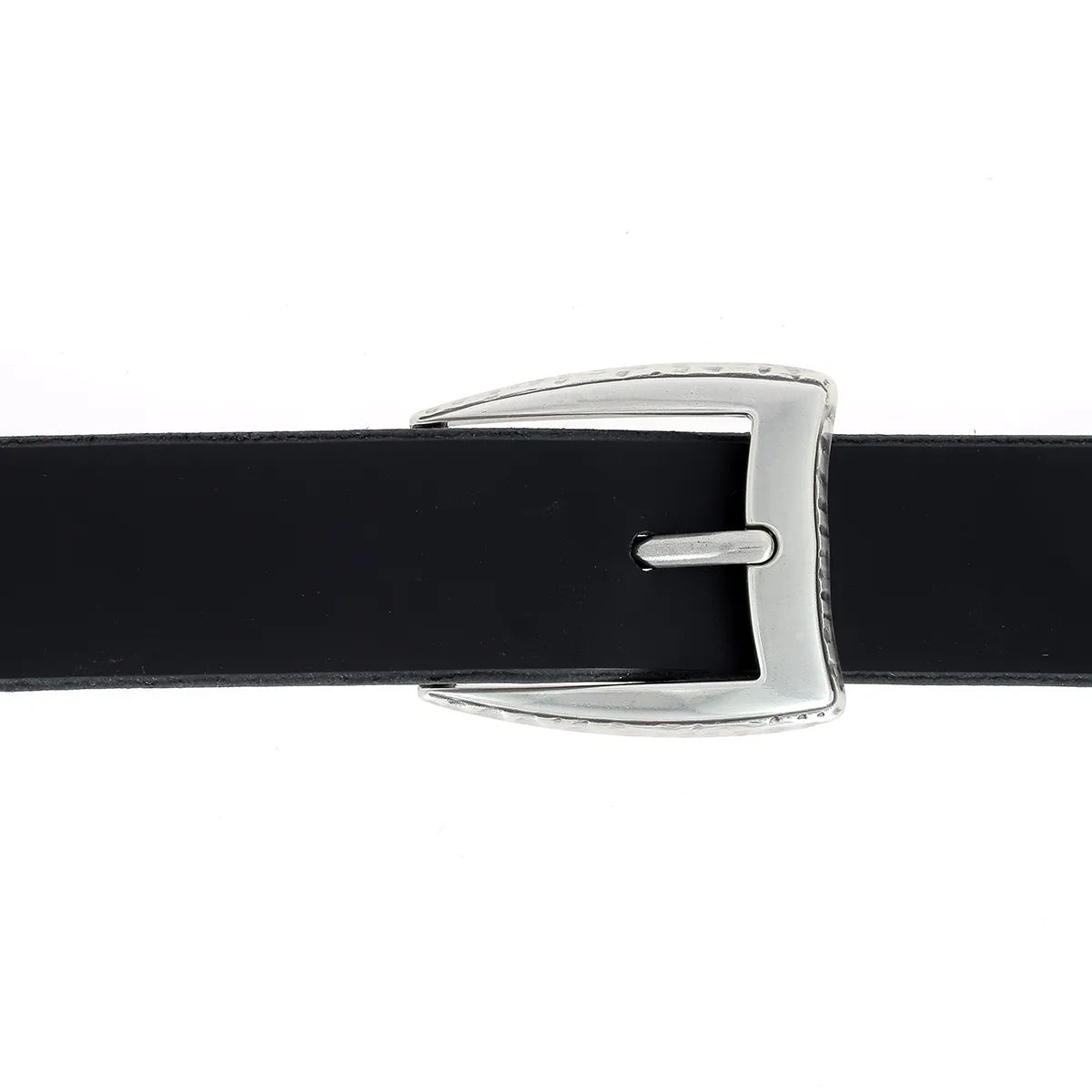 Ceinture en cuir noire 3 cm avec boucle effet martelé