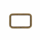 Passant rectangulaire en laiton vieilli avec fil épais, pièce de bouclerie pour bijoux ou maroquinerie.