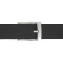 Ceinture en cuir noire de 35 mm avec boucle nickelé satiné sur le dessus