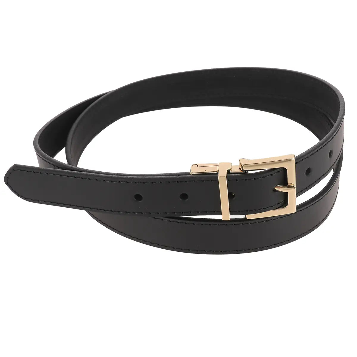 Ceinture en cuir largeur 2,5 cm avec boucle à griffe dorée OPY