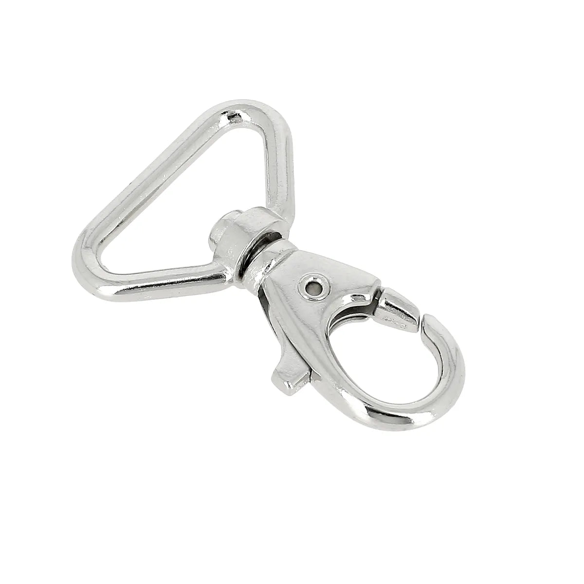 Mousqueton tournant, ouverture à tirette pour maroquinerie, en acier nickelé, pour bandoulière largeur 2 cm