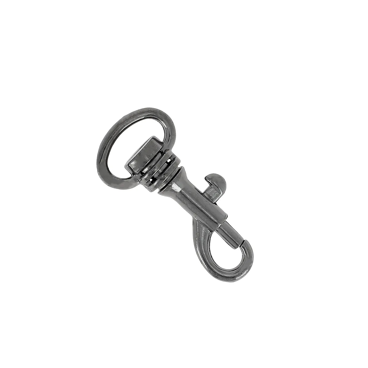 Petit mousqueton tournant à tirette largeur 10 mm pour maroquinerie, en métal finition canon de fusil