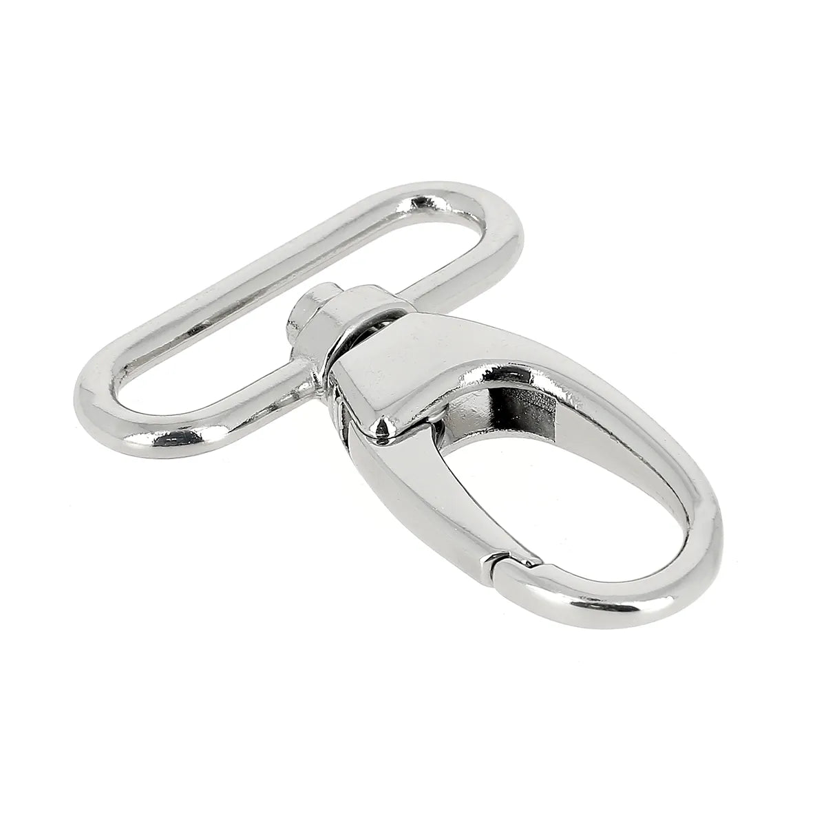 Mousqueton pivotant en métal NICKELÉ pour maroquinerie, 38 mm de largeur