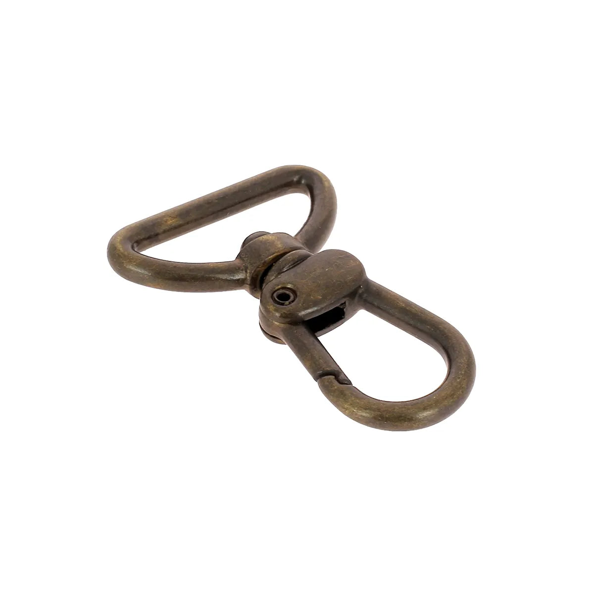 Mousqueton pivotant pour maroquinerie, largeur 25 mm, finition laiton vieilli foncé