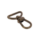 Mousqueton pivotant pour maroquinerie, largeur 25 mm, finition laiton vieilli foncé