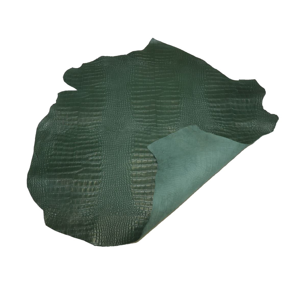 FRANCE sheepskin leather imitation crocodile - ANILINE - GREEN