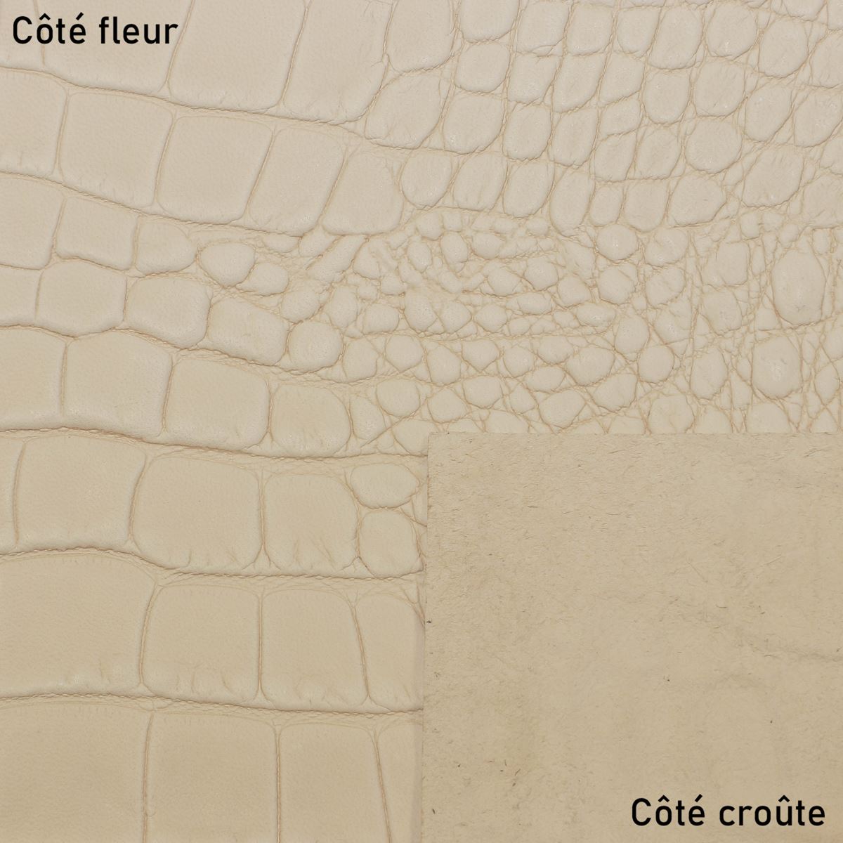Peau entière de cuir de basane FRANCE imitation Caïman - NATUREL BAF20