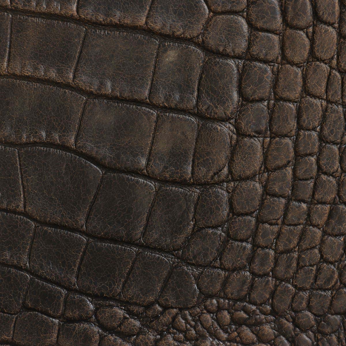 FRANCE sheepskin leather imitation crocodile AGED BROWN | Leather Deco