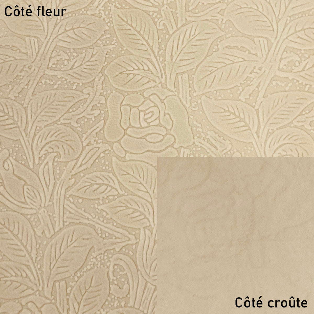 Peau entière de cuir de basane FRANCE imprimé FLORAL - NATUREL BAF26