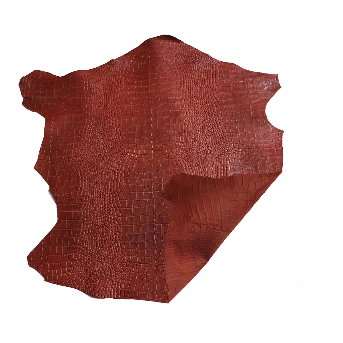 Peau entière de cuir de basane FRANCE imitation Caïman - ANILINE - ROUX BAF30