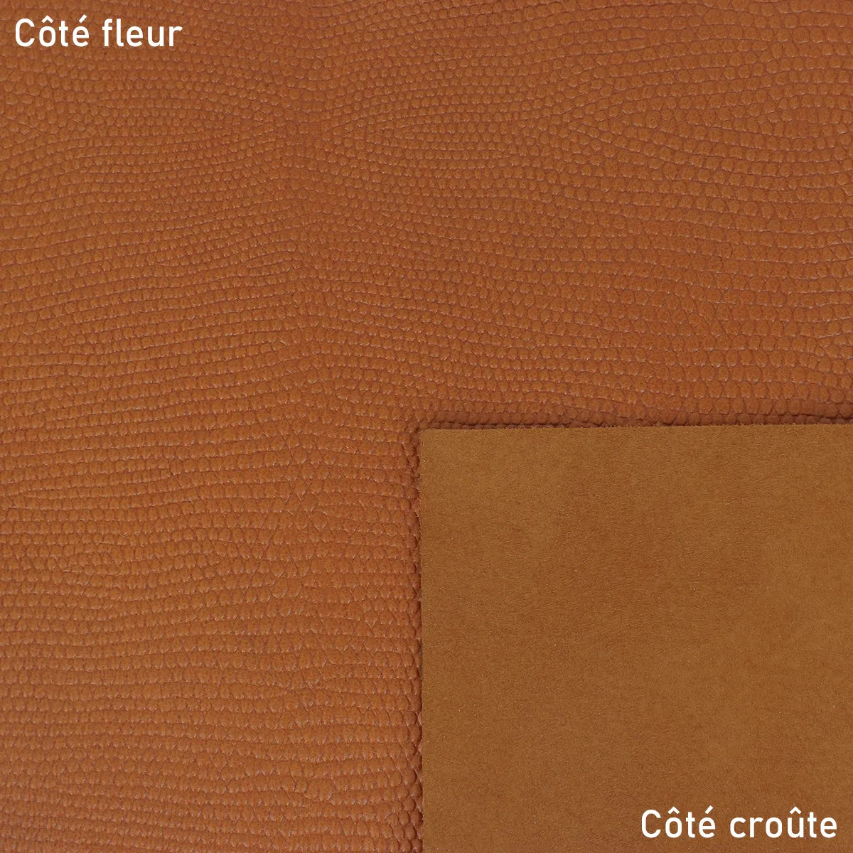 Peau entière de cuir de basane FRANCE imprimé lézard - ANILINE - Cognac BAF31 - Deco Cuir