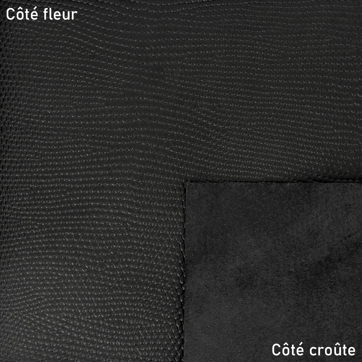 Peau entière de cuir de basane FRANCE imprimé lézard - ANILINE - Noir BAF32 - Deco Cuir