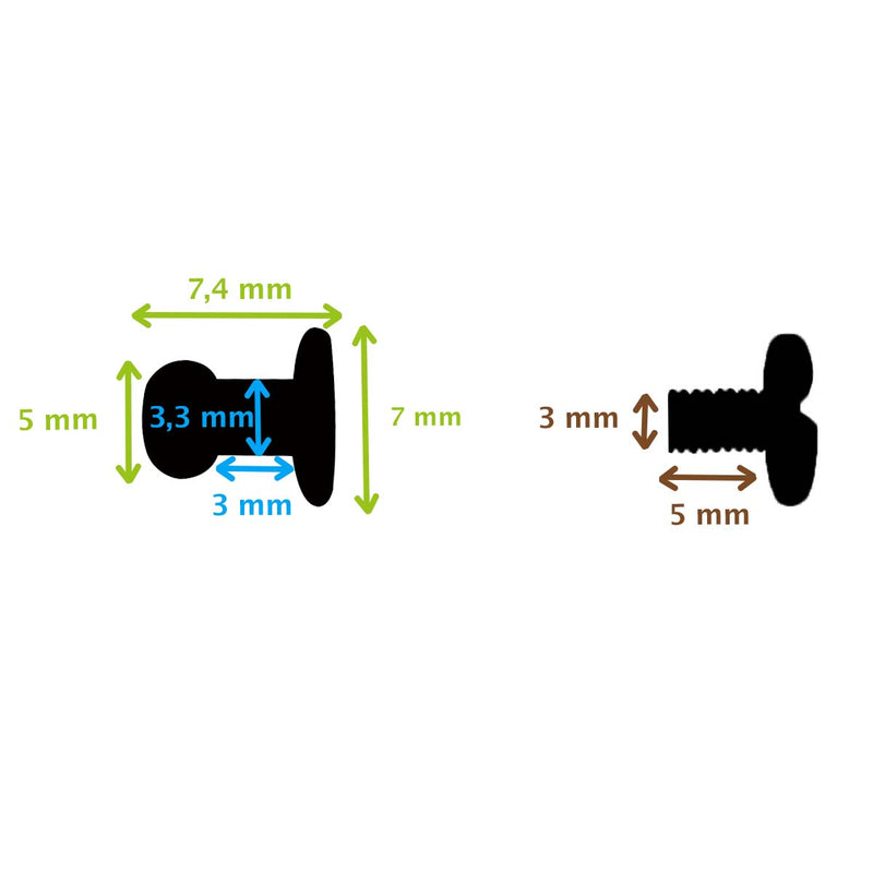 Bouton de col T2 (5 mm) à visser - Montage facile