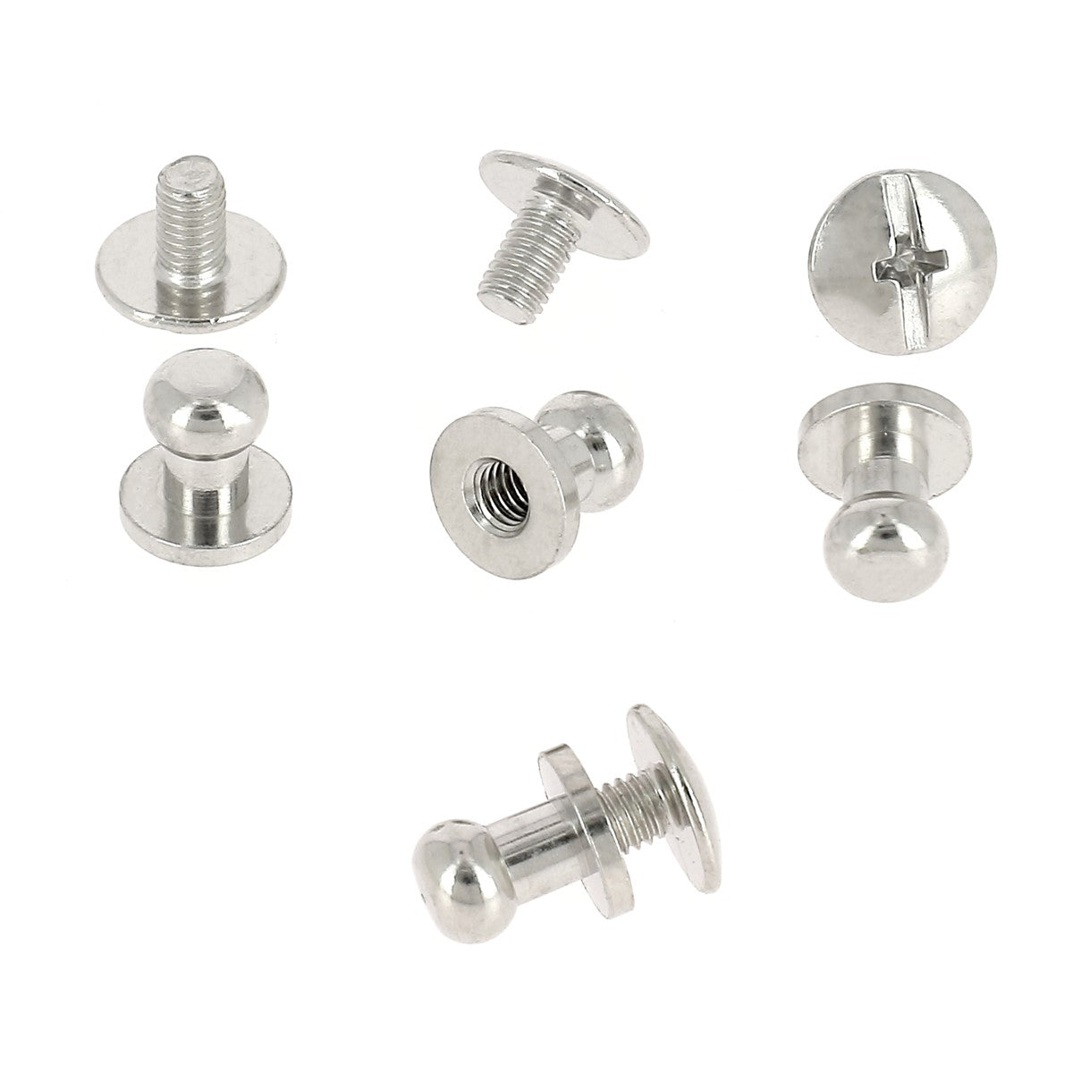 Lot de boutons de col T2 (5 mm) à visser - Nickelé