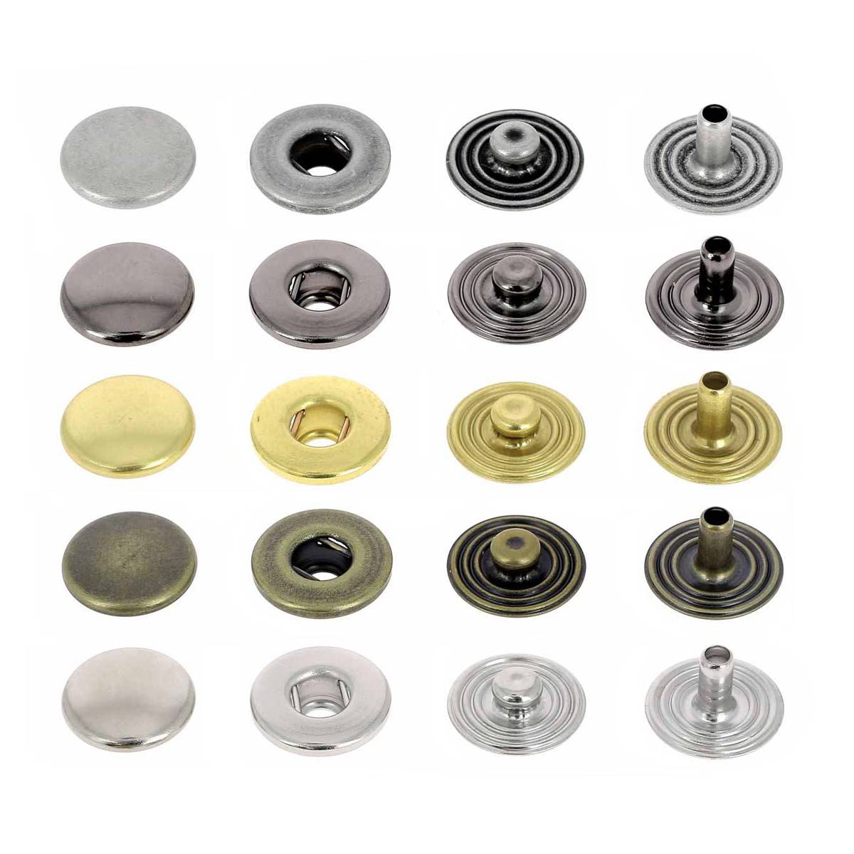 Lot de boutons pression en laiton - Diamètre 12mm