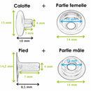boutons pression  LINE 24 : 15mm  - Schéma et dimensions