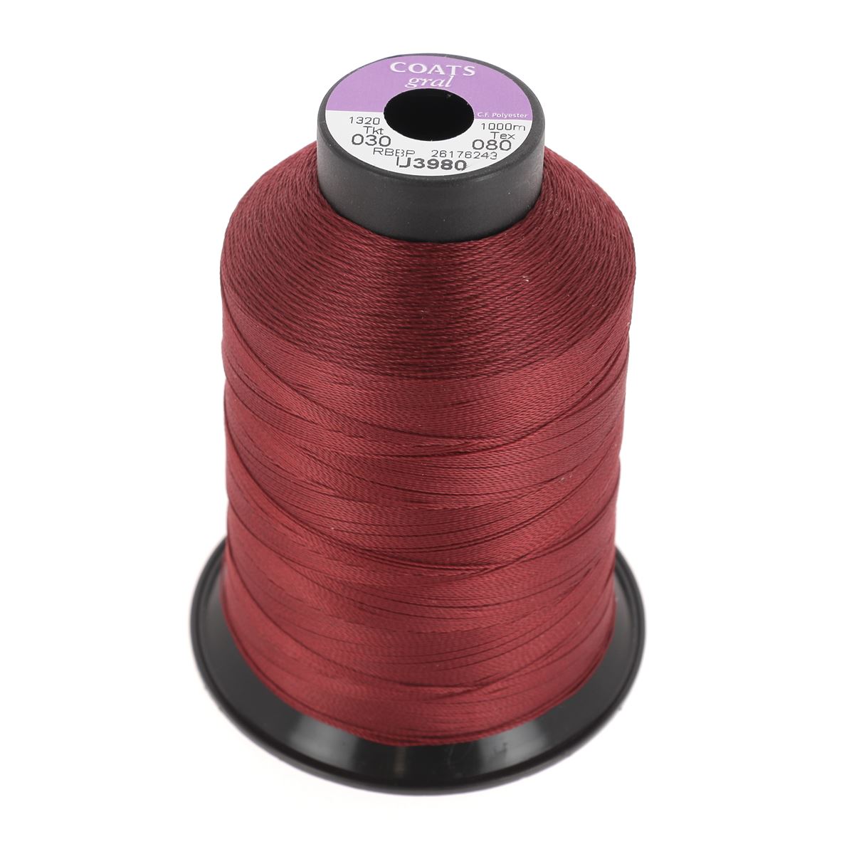 Bobine de fil polyester GRAL N°30 - 1000m Rouge Carmin U3980 - Deco Cuir