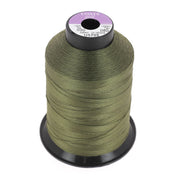 Bobine de fil polyester GRAL N°30 Coats, 1000m, vert kaki, mercerie, vue de la bobine avec étiquette.