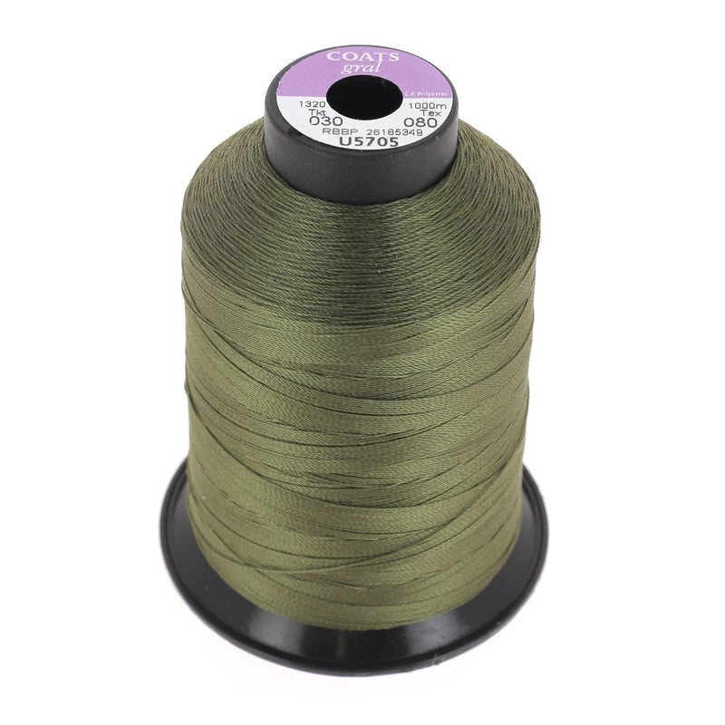 Spool of polyester thread GRAL N°30 - 1000m Khaki green U5705