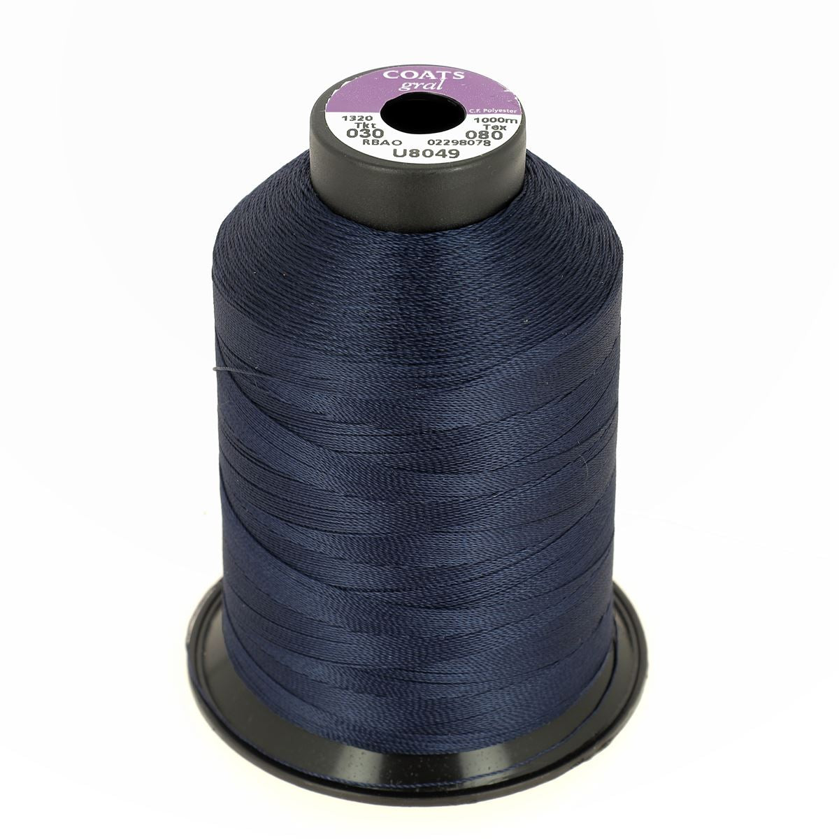 Bobine de fil polyester GRAL N°30 - 1000m Bleu Nuit U8049 - Deco Cuir
