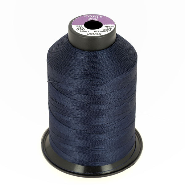 Bobine de fil polyester GRAL N°30 - 1000m Bleu Nuit U8049