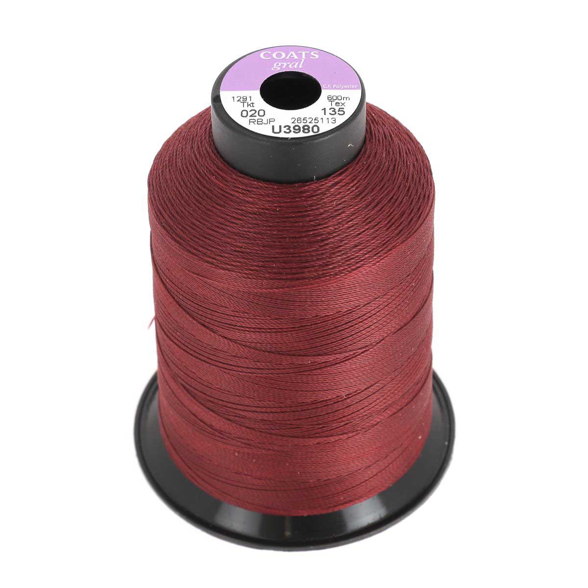 Bobine de fil polyester GRAL N°20 - 600m Rouge Carmin U3980