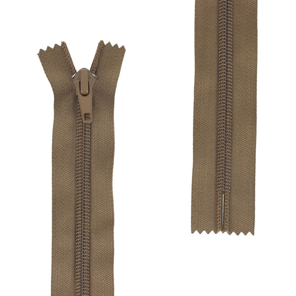 6mm NYLON zipper - Without bottom stop - BROWN - 18.5cm