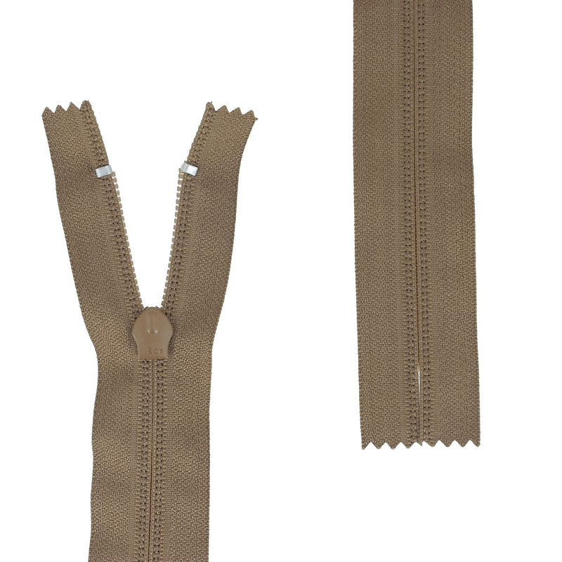 6mm NYLON zipper - Without bottom stop - BROWN - 18.5cm