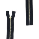 Fermeture à glissière MÉTAL Doré clair 4mm - Sans tirette - Sans butées - NOIR 18,5cm - Deco Cuir
