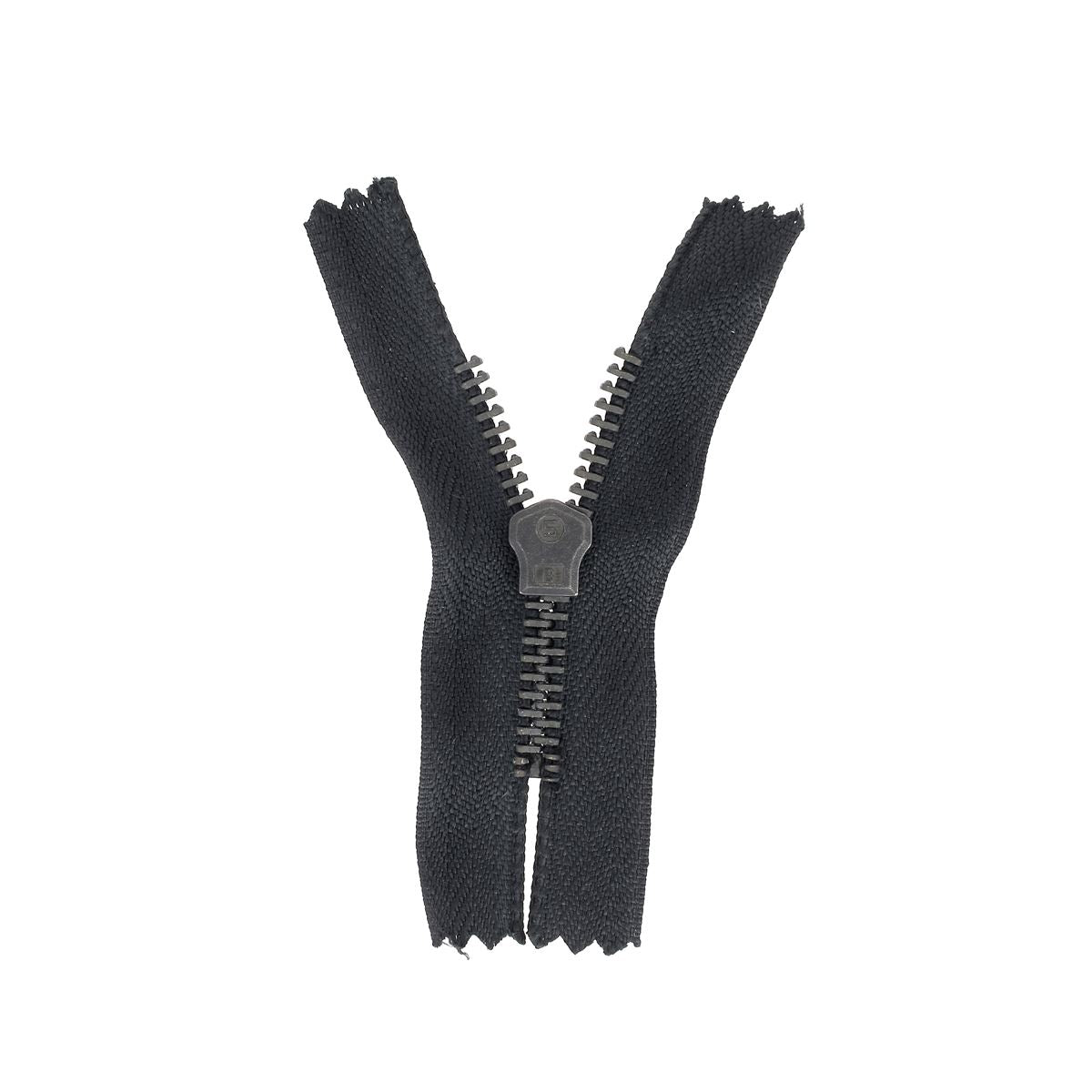 Fermeture à glissière MÉTAL bronze 6mm - Sans butée supérieure - NOIR - 5,5cm