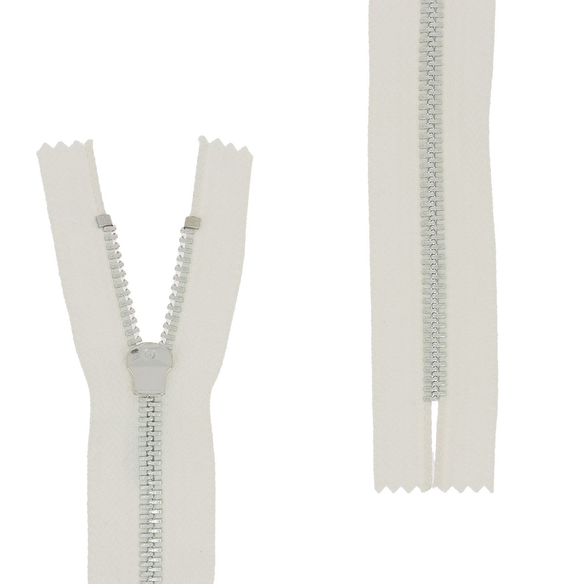 Fermeture à glissière MÉTAL nickelé 6mm - Sans butée inférieure - CRÈME - 22cm