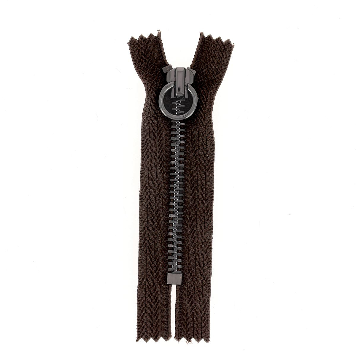 Fermeture à glissière MÉTAL canon de fusil 6mm - MARRON - 8,5cm