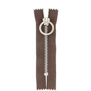 Fermeture à glissière en métal nickelé de 6mm, longueur 8,5cm, couleur marron, pour couture et mercerie.