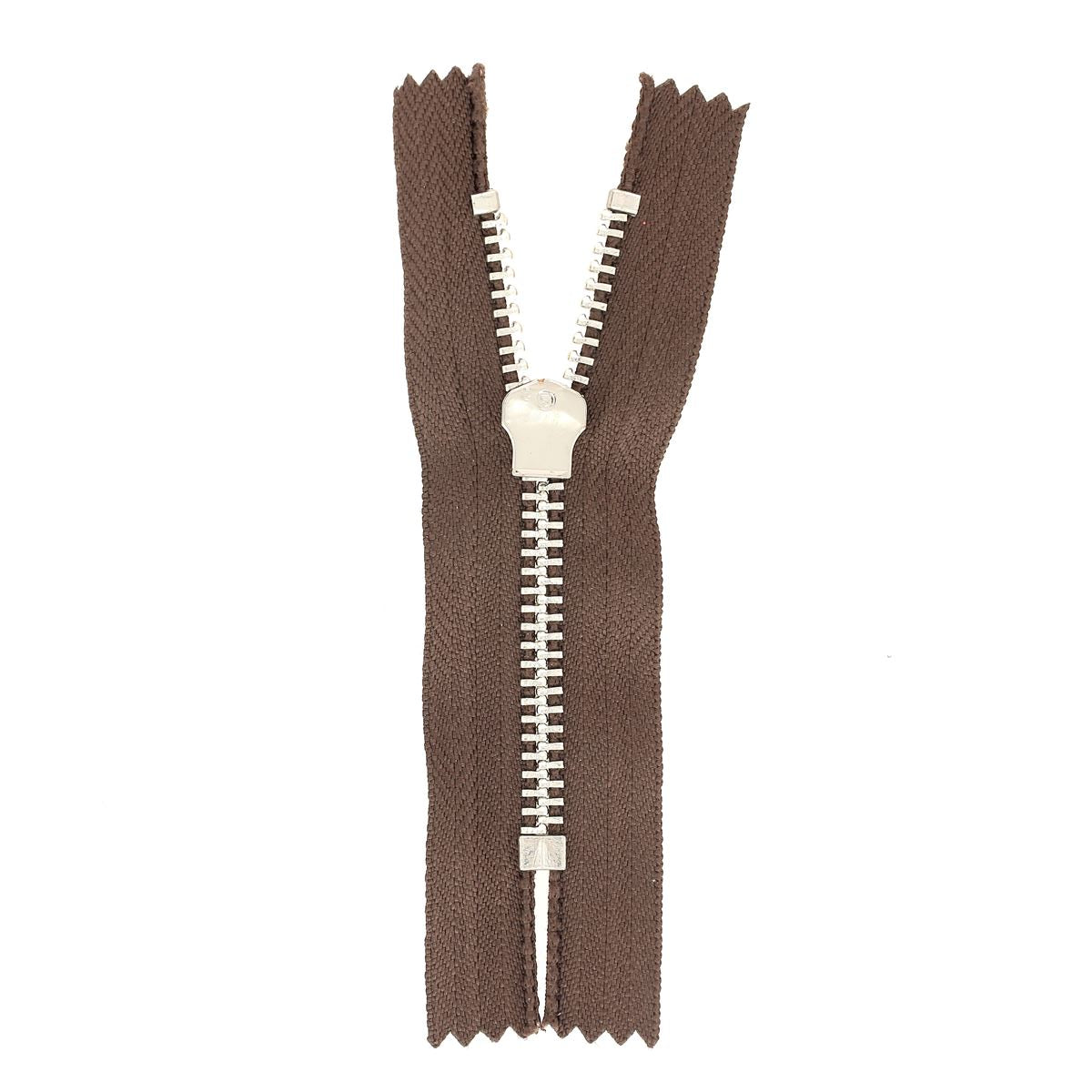 Fermeture à glissière MÉTAL nickelé 6mm - MARRON - 8,5cm